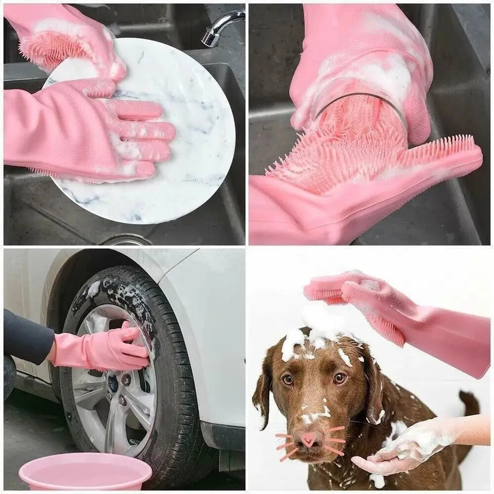 Silicone cleaning glove